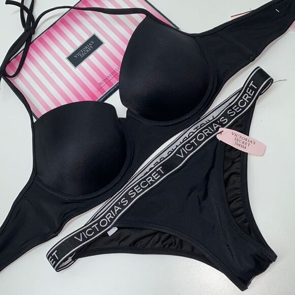 🔥VICTORIA SECRET  swimsuit  top 36B push-up bottom-Xsmall  New #1 - Picture 1 of 7